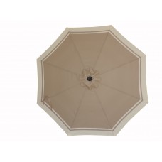 Premium Market Outdoor Patio Umbrella (Crank & Tilt)- Tan with Cream Striped Border   